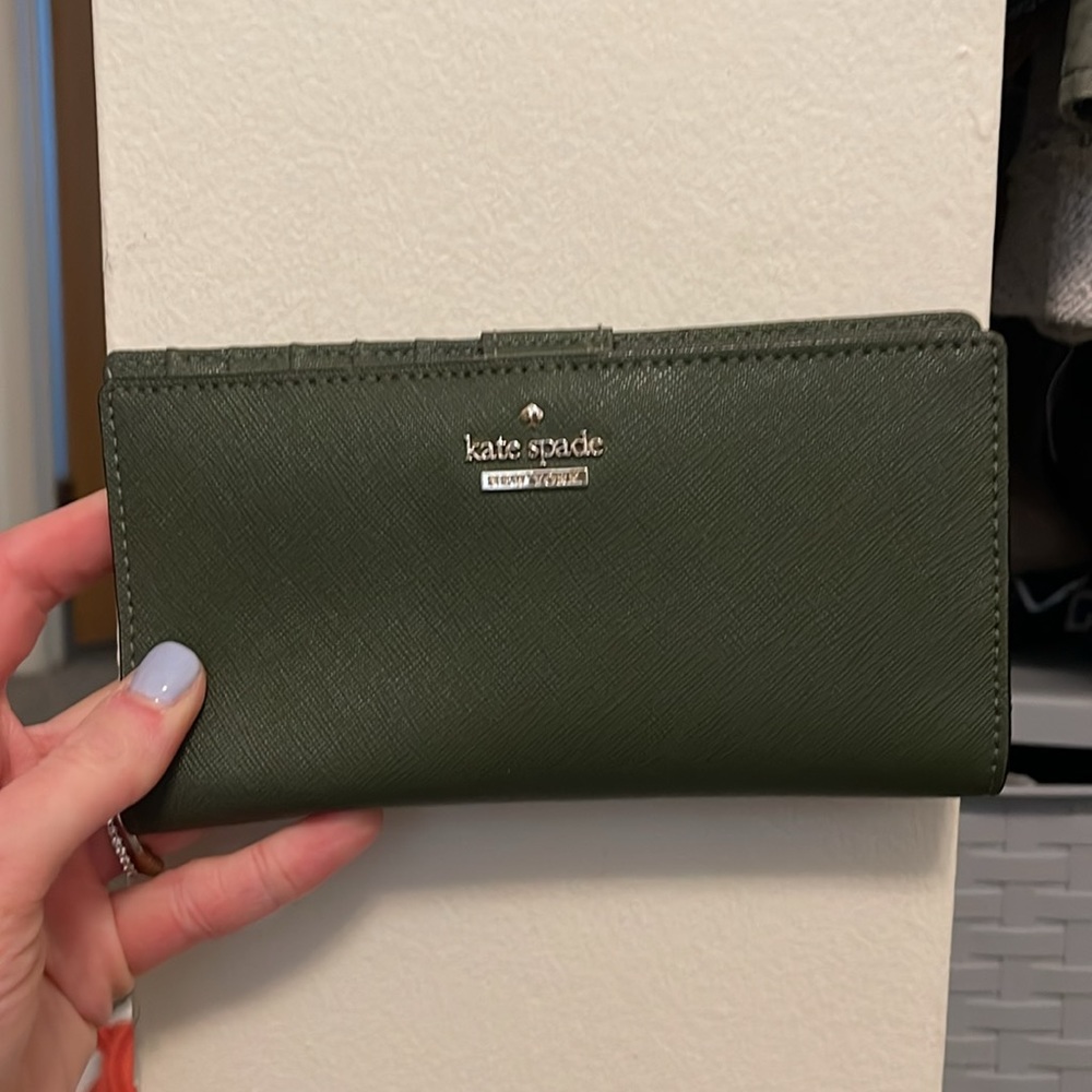 Kate Spade slim bifold wallet green